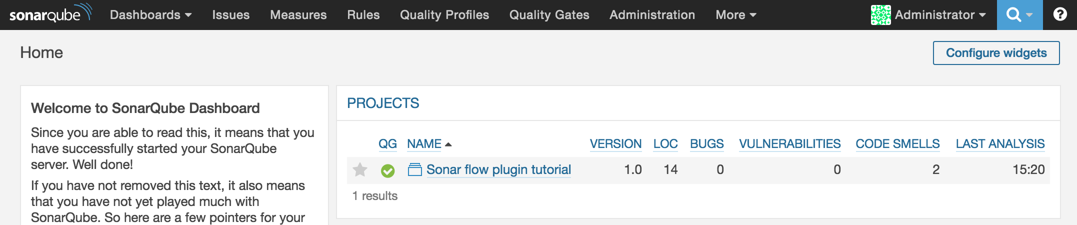 sonar gui projects view